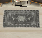 Ambesonne Sun and Moon Decorative Rug, Bohemian Artwork Design of Crescent Solar Ornament Esoteric Stars Ornaments, Quality Carpet for Bedroom Dorm and Living Room, 2' 2" x 3' 7", Sage Green