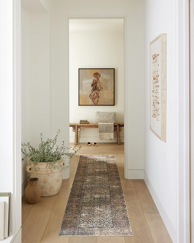 Loloi Amber Lewis Morgan Collection MOG-03 Denim/Multi 2'-3" x 7'-6" 38" Thick Runner Rug feat. CloudPile, Neutral, Room Décor, Vintage Inspired, Livingroom, Bedroom, Dining Area