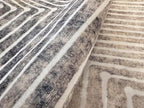 GLN Rugs Contemporary Collection - Machine Washable Area Rug, Contemporary Washable, Non Slip, Low Pile Chenille Rug, Living Room, Bedroom, Kitchen Rug (5'3" Round Lines Cream)