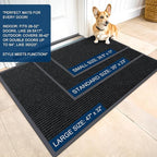 OLANLY Front Door Mat Indoor Outdoor Entrance, Waterproof Heavy Duty Doormat, Fade Resistant, Low Profile, Easy Clean Patio Porch Welcome Floor Mats for Entry, 47x17, Black