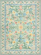 Lahome Boho Light Green Large Area Rugs for Bedroom 9x12, Floral Washable Rugs Living Room, Soft Non-Slip Thin Rug for Nursery Kids Playroom Tween Girls Home, Tea Green