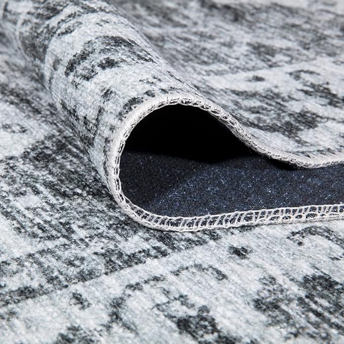 Bloom Rugs Caria Washable Non-Slip 6x9 Rug - Silver/Dark Gray Traditional Area Rug for Living Room, Bedroom, Dining Room, and Kitchen - Exact Size: 6' x 9'