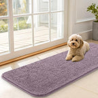 OLANLY Dog Door Mat for Muddy Paws 47x17, Absorbs Moisture and Dirt, Absorbent Non-Slip Washable Doormat, Quick Dry Chenille Mud Mat for Dogs, Entry Indoor Entryway Carpet for Inside Floor, Deep Plum