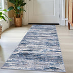 2x5 Modern Abstract Runner Rug for Hallways, Navy Blue Gray Neutral Multi Super Soft Hallway Decor Kitchen Rugs with Non-Slip, Non-Shedding Washable Rug for Hallways Entryway Bedroom Indoor