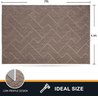 PURRUGS Easy Care Area Rug 4.5ft x 7ft, Non-Slip Machine Washable Entry Rug, Dog Door Mat, Stain Resistant Accent Rug for Hallway, Bedroom, Living Room and Mudroom, Grayish Brown