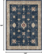 RUGGABLE Washable Vintage Area Rug – Verena Sapphire 10x14, Stain-Resistant, Non-Slip – Large Machine Washable Rugs for Living Room, Bedroom, Hallway, Entryway & Office–with Cushioned Pad