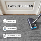 Ultra Thin Door Mat Indoor Entrance 17"x29", Low-Profile Indoor Door Mat, Non Slip Entry Mat Rubber Backing Unique Herringbone Design Inside Doormat Dirt Trapper Entryway Mats, Grey
