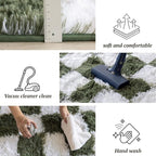 5x7 Area Rugs for Living Room Bedroom, Soft Fluffy Shaggy Bedside Rug, Indoor Floor Carpet for Kids Playroom, Dorms, Nursery Rooms, Home Decor (Olive Green & White 5'x7')