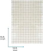 Livabliss x Our PNW Home Cascade Minimalist Grid Area Rug, 12' x 15', Grid Ivory/Taupe