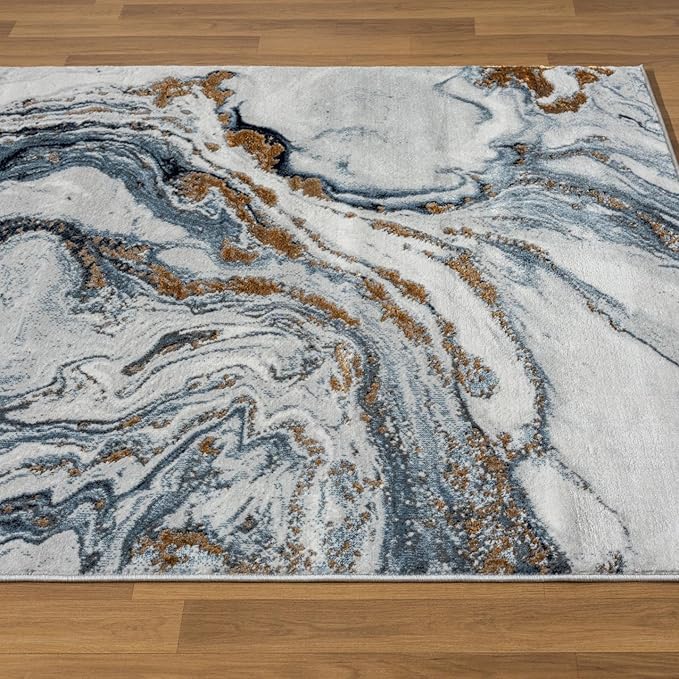 LUXE WEAVERS Marble Effect Abstract Blue 2x3 Area Rug