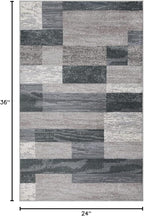 Superior Indoor Area Rug, Jute Backed, Modern Geometric Patchwork Floor Decor for Bedroom, Office, Living Room, Entryway, Hardwood Floors, Rockwood Collection, 2' x 3', Blue-Taupe