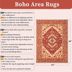 SERISSA 5x7 Boho Area Rug, Washable Non-Slip Rugs for Living Room, Large Red Beige Rug Ultra Soft Vintage Oriental Print Distressed Carpet for Bedroom Dining Room Dorm Office Home Decor