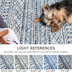 KUTA Vintage Boho Washable Rugs 3x5, Moroccan Non Slip Entryway Rug, Blue White Ultra Soft Print Distressed Geometric Low-Pile Area Rug for Living Room Bedroom Nursery Dorm Decor