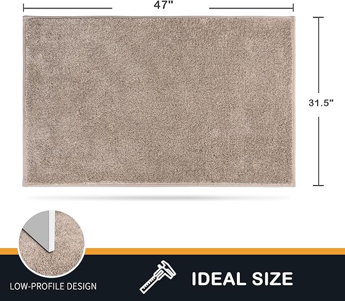 PURRUGS Dirt Trapping Door Mat 31.5" x 47", Non-Slip Machine Washable Entry Rug, Shoe Scraper, Dog Doormat, Super Absorbent Welcome Mat for Front & Back Door, Muddy Shoes & Paws, Taupe