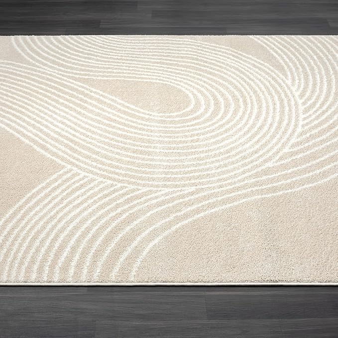 Abani Nuevo Collection Area Rug - Transitional Beige/Cream Design -4'x6' - Easy to Clean - Durable for Kids and Pets - Non-Shedding - Medium Pile - Soft Feel - for Living Room, Bedroom & Office