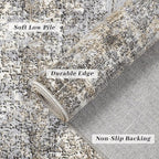 Machine Washable Area Rug 6x9 Grey Large Living Room Indoor Accent Rug Neutral Modern Abstract Low Pile Carpet Non Slip Distressed Throw Rug Bedroom Office Dining Room