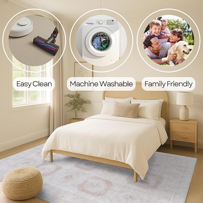Fame Rugs Turkish Rug. Washable Vintage Oriental Antique Inspired Traditional Doormat Small Modern Area Rugs Luxury Entryway Entry Bedroom Bathroom Kitchen (405CB, 2'5 x 5')