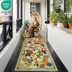 2'6''x8' Machine Washable Runner Rug, Kitchen Hallway Area Rug Green Vintage Boho Floral Ultra Non-Slip Low Pile Soft Faux Wool Carpet, Kids and Pets Friendly for Bedroom Entryway Nursery Decor Rug