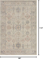 Loloi II Hathaway Collection HTH-05 Steel/Ivory 7'-6" x 9'-6" , .25" Thick, Runner Rug, Soft, Durable, Printed, Modern, Low Pile, Non-Shedding, Easy Clean, Living Room Rug