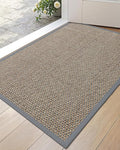 DEXI Ultra Thin Entryway Door Mat 24x36, Non Slip Rubber Backing Inside Entry Mat, Low Profile Easy Clean Dirt Trapper Doormat for Inside Entrance Patio, Grey