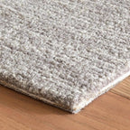 Dash & Albert Crosshatch Dove Grey Hand Micro Hooked Wool Rug, 9.5 X 13.5 Feet, Grey Solid Pattern