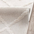 Antep Rugs Palafito 2x7 Geometric Shag Diamond High-Low Pile Textured Indoor Runner Rug (Beige, 2' x 7')