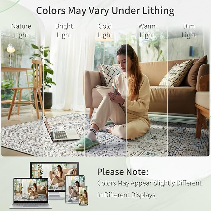 Enkor Runner Rugs for Hallway, 2x10 Washable Soft Non Slip Floor Rugs for Kitchen, Modern Mat for Living Room Bedroom Entryway White & Grey