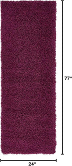 Unique Loom Solid Shag Collection Area Rug (2' 2" x 6' 7" Runner Eggplant Purple)