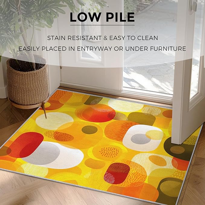 Abstract Geometry Rugs for Home Decor, 5x8 ft, Mid Century Modern Area Rugs for Living Room, Soft Non Slip Washable 70s 80s Geometric Carpet Bedroom Decorations Dt-Ghf-19