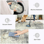 Lahome Modern Abstract Area Rug 6x9 Rugs for Living Room, Washable Accent Bedroom Rug Low Pile Non Slip, Grey Soft Indoor Contemporary Carpet for Dining Room Table Apartment