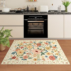 DUKINO 4x6 Area Rug, Lightweight Non Slip Washable Floral Rug, Indoor Low Pile & Non-Shedding Boho Design Rugs for Bedroom, Living Room, Dining Room, Beige Yellow