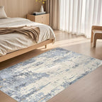 3x5 Area Rug Living Room Rugs - Washable Neutral Modern Abstract Soft Thin Rug Indoor Floor No Slip Rug Carpet for Bedroom Under Dining Table Home Office Decor - Blue/Light Brown
