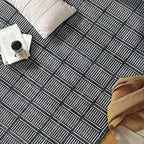 Rugshop Bohemian Stripe Lines Washable Non Slip Area Rug 3' x 5' Black