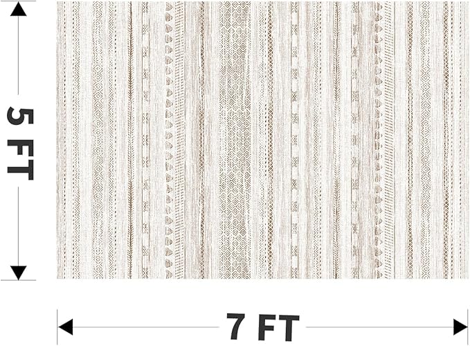 5x7 Large Area Rugs for Living Room Machine Washable Rug Distressed Indoor Carpet Neutral Moroccan Boho Rug Ultra Soft Area Rug for Bedroom Dining Room Playroom Office, Light Brown