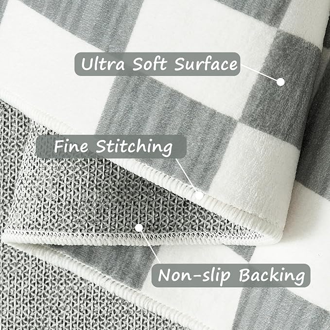 jinchan 8x10 Checkered Area Rugs for Kids Room - Machine Washable Soft Rug Modern Geometric Lattice Non-Slip Carpet for Nursery Playroom Classroom Living Room Bedroom Dining Room Home Office Grey