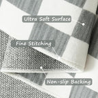 jinchan 2x3 Kids Area Rug Washable Indoor Entryway Doormat Modern Checkered Geometric Lattice Small Rug Non Slip Soft Carpet for Nursery Room Bedroom Bathroom Home Grey