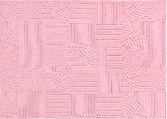 Pauwer 5x7 Washable Area Rugs for Living Room Modern Pink Solid Color Soft Fluffy Rugs for Bedroom Non Slip Boho Accent Indoor Mat Floor Carpet Cover for Kids Room Dining Room Kitchen Office, Pink