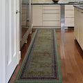 Antep Rugs Alfombras Bordered Modern 2x5 Non-Slip (Non-Skid) Low Pile Rubber Backing Kitchen Area Runner Rug (Green, 2' x 5')