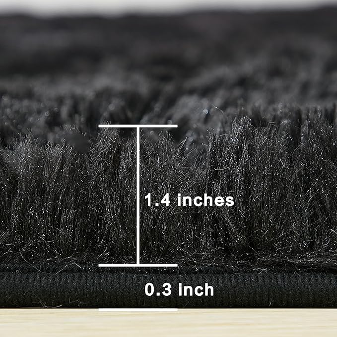Andency 6x9 Area Rugs Black, Large Shag Fluffy Soft Shaggy Rugs for Living Room Bedroom, Non-Slip Thick Plush Carpet for Kids Girls and Boys, Dorm Nursery Home Decor Aesthetic