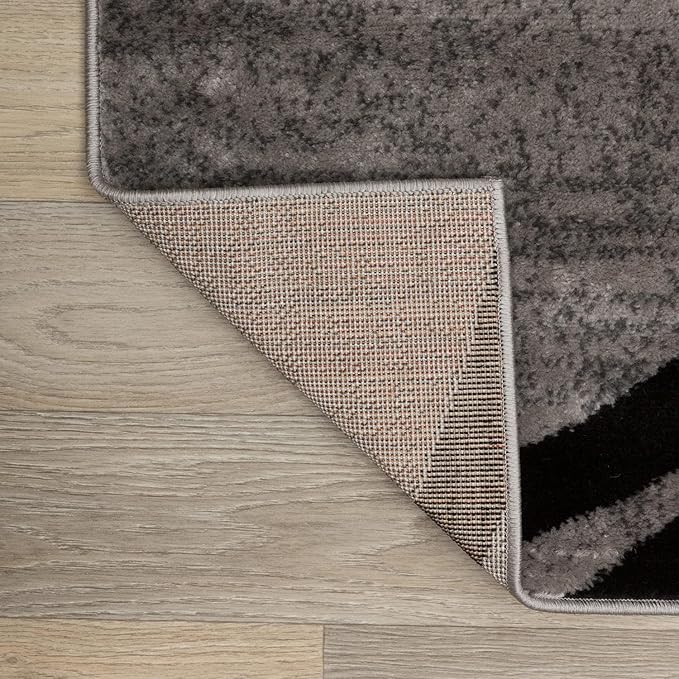 Rugshop Wavy Circles Design Runner Rug, Carpet with Jute Backing for Hallway, Kitchen, or Entryway, Gray, 2'7" x 10'
