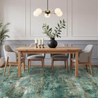 GENIMO Abstract Area Rug 5x7, Washable Modern Rug Non Slip, Low Pile Lightweight Soft Large Carpet for Living Room, Bedroom, Dining Room, Turquoise