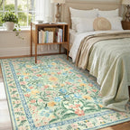 Lahome Sage Green 6x9 Bedroom Rugs, Boho Washable Rugs for Living Room, Soft Wool Carpet for Nursery, Vintage Low Pile Carpet for Kids Playroom Girls, Tea Green