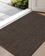 Color&Geometry Ultra-Thin Indoor Door Mat, 24"x36" Low-Profile Non-Slip Entryway Rug with Modern Geometric Texture, Washable Doormat for Indoor Entrance, Front Door, Brown (Rolled-up NO Creases)