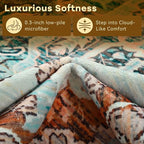 YJ.GWL Area Rugs for Living Room 9x12 Machine Washable Rugs, Non Slip Floral Vintage Rug Indoor Carpet, Stain Resistant Large Rug for Bedroom Dining Room, Copper Tan