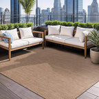 Beverly Rug Indoor Outdoor Rug 8x10, Washable Outside Carpet for Patio, Deck, Porch, Solid Modern Area Rug, Water Resistant, Jute Beige
