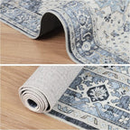 Dripex Hallway Runner Rug 2x10, Washable Rug Kitchen Rug Non Slip with Rubber Backing Soft Thin Vintage Carpet Runner for Entryway Bedroom Bathroom Laundry Room Living Room Decor, Teal Multi