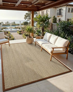 DEXI Area Rug Natural Fiber 4x6, Braided Woven Seagrass Rugs No Shed, Soft Neutral Rustic Carpet Mat for Indoor Entryway Outdoor Patio Dining Living Room Bedroom Farmhouse, Natural