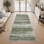 PADOOR Modern Abstract Runner Rug - 2x10 Washable Hallway Rugs, Ultra Soft Non-Slip Low Pile Floor Rugs for Hallway Entryway Kitchen Bedroom Bedside Laundry Room Green
