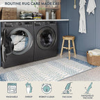 Lahome Moroccan Washable Blue Runner Rug 2x6 Rug Runners for Hallways Non Slip Throw Stain Resistant Kitchen Runners, Geometric Print Distressed Indoor Floor Rug for Entryway Bathroom Bedroom