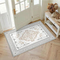 SOULFUL Medium Pile 3x5 Area Rug - Soft Foot Feel Small Entryway Rug - Light Taupe Boho Floral - Washable Non-Slip - Perfect for Living Room Bedroom Foot Kids Room Reading Nook